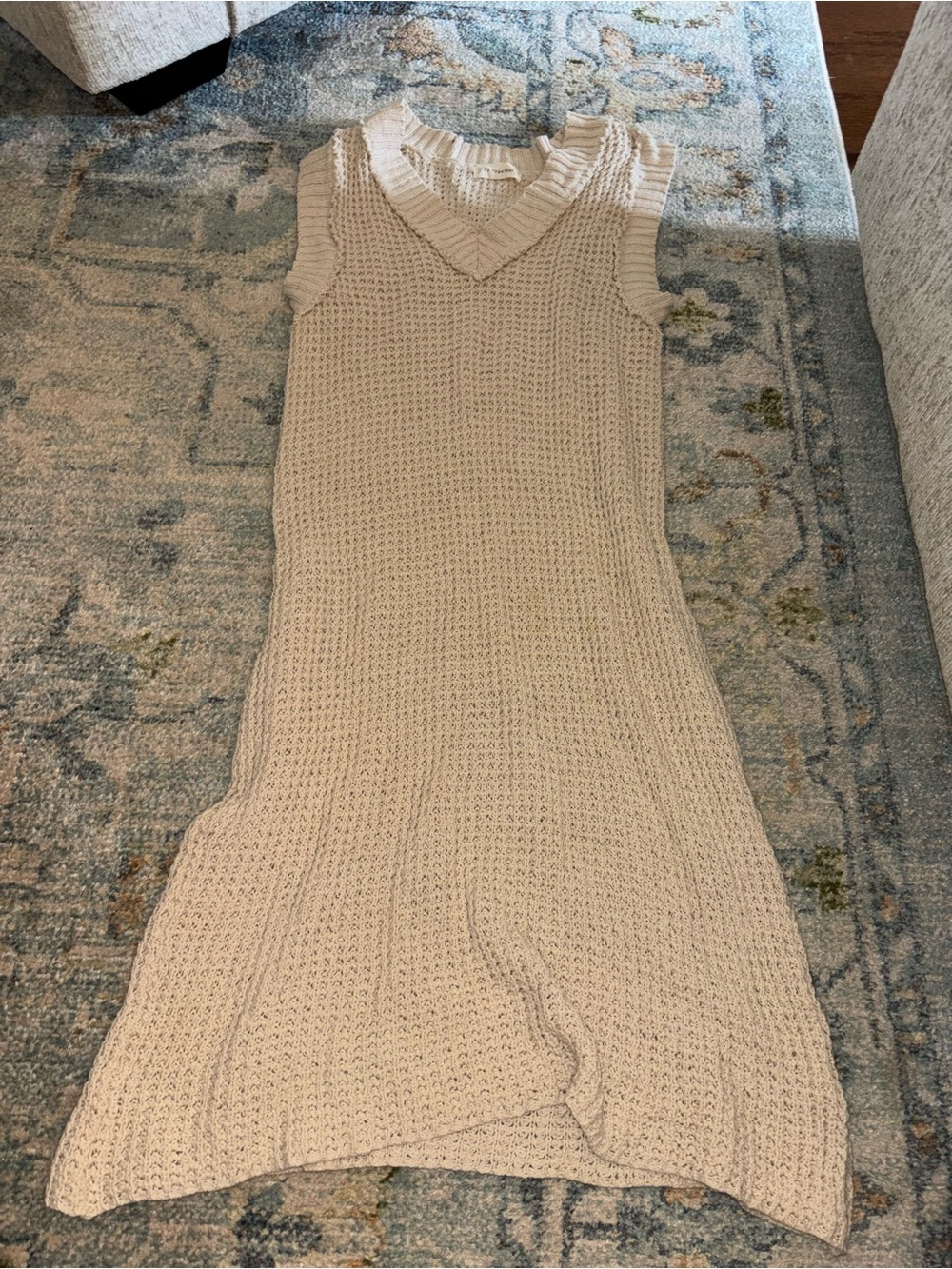 By Together Cream Sleeveless Knit Midi Dress